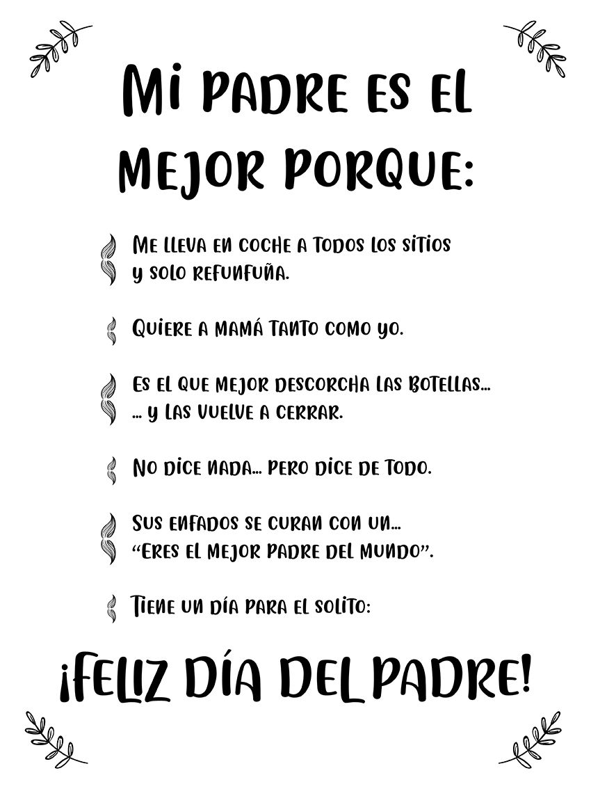 lamina Mi padre es el mejor