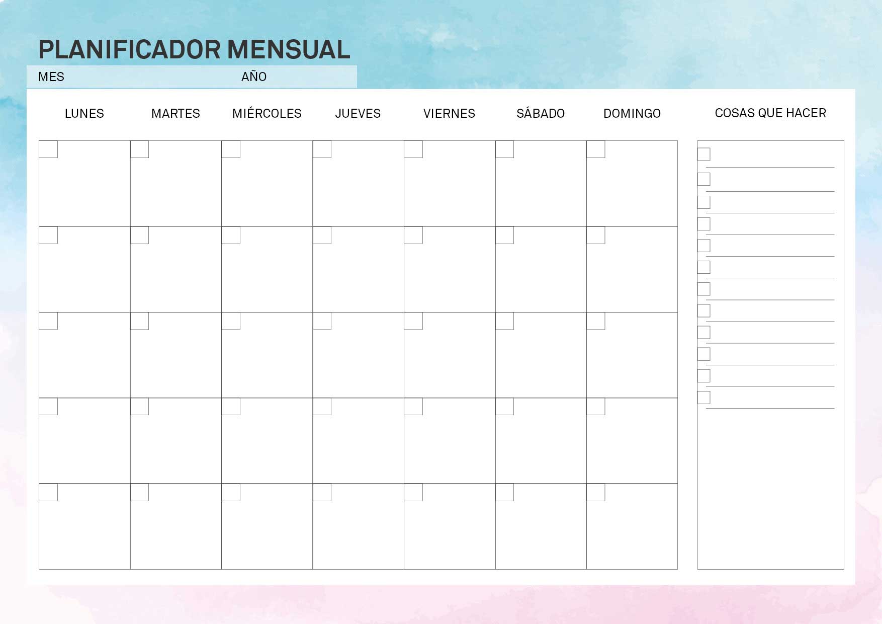 planner mensual basico