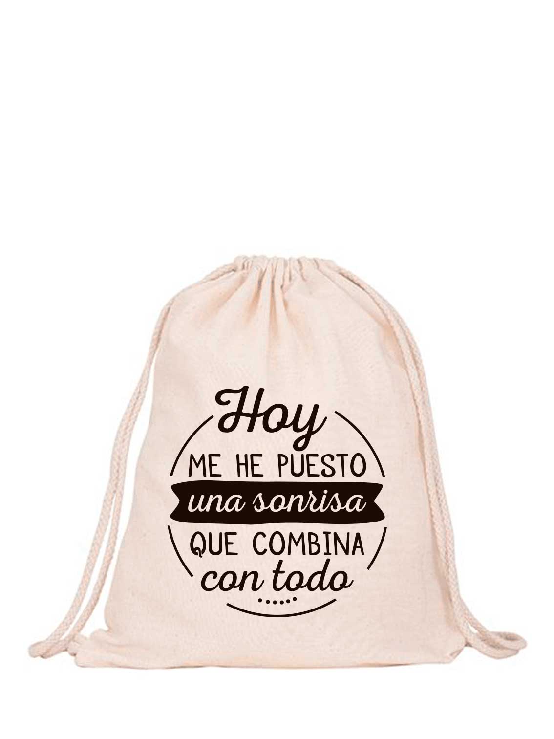 mochila de tela con frase