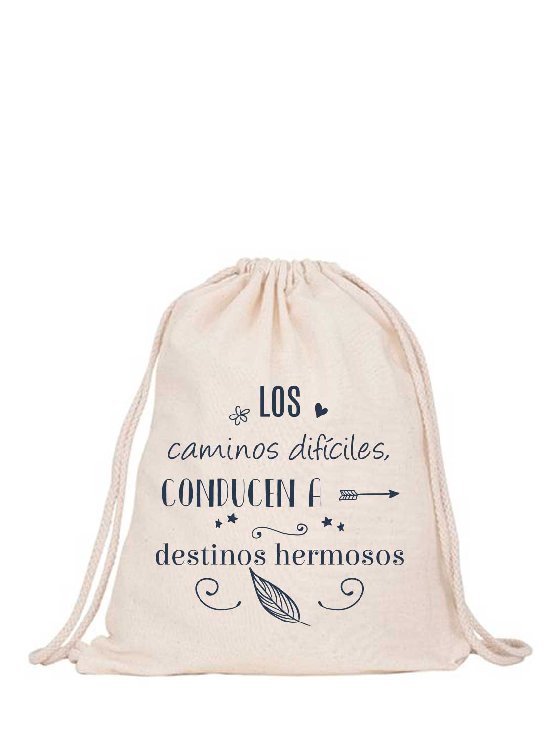 mochila blanca con frase