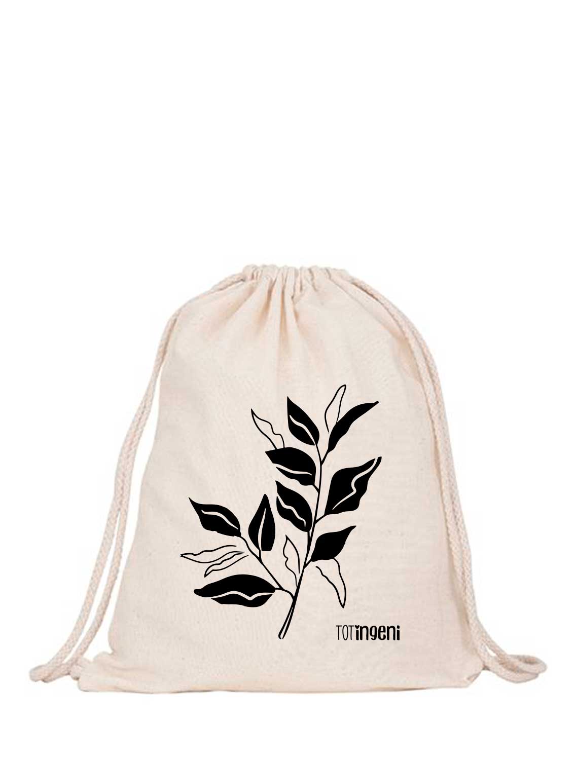 mochila de tela con planta